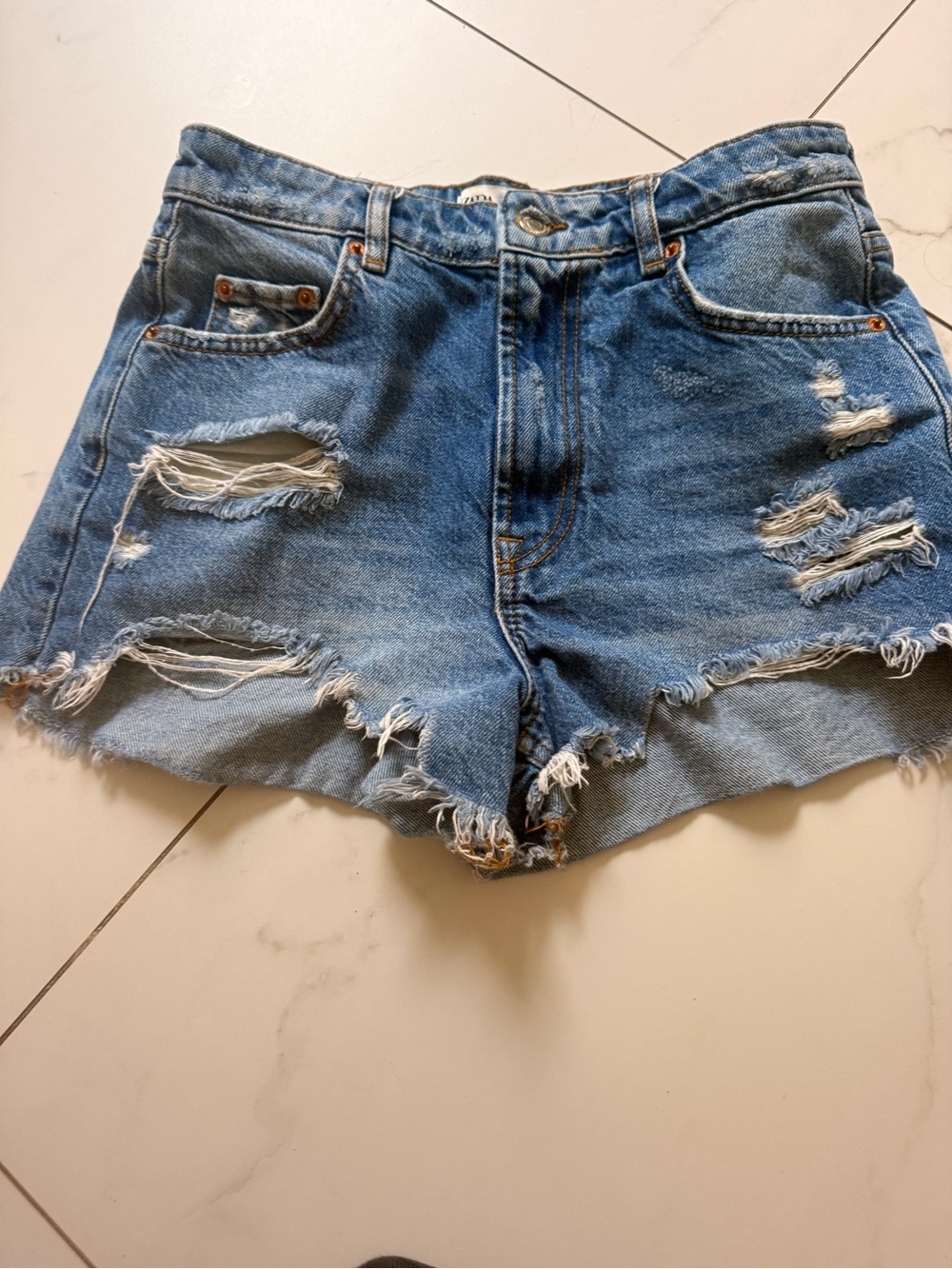 Zaras Distressed high waist Shorts Sz 4